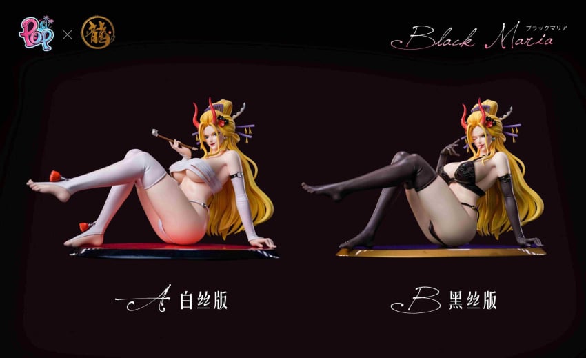 1girls beast_pirates black_maria blonde_hair blue_eyes breasts cigarette cigarette_holder curvy curvy_female dragon_x_pop_studio elbow_gloves female female_only geisha giantess horn horns hourglass_figure large_breasts long_hair nude nude_female oiran one_piece pinup pinup_pose statue thighhighs wano_country