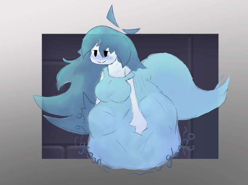 1girls bellowithjello belly big_belly blush blushing female female_pred ghost ghost_girl huge_belly implied_vore spooky's_house_of_jump_scares spooky's_jump_scare_mansion spooky_(shojs) stomach stomach_noises vore vore_belly