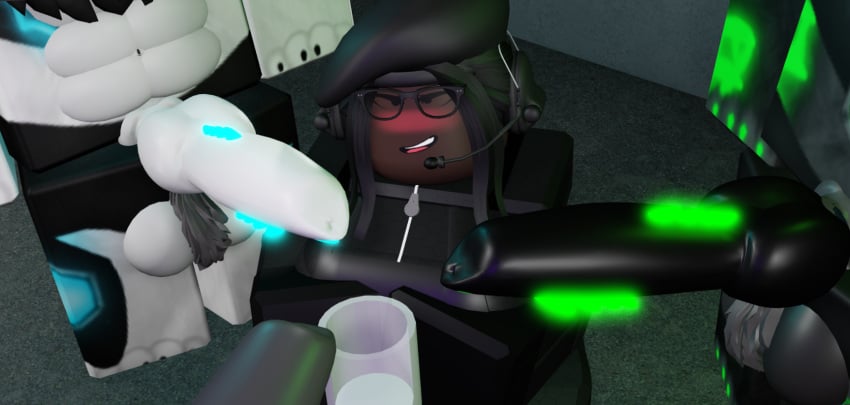 1girls 3boys 3d cometrr34 dark-skinned_female protogen roblox roblox_avatar robloxian self_upload tagme