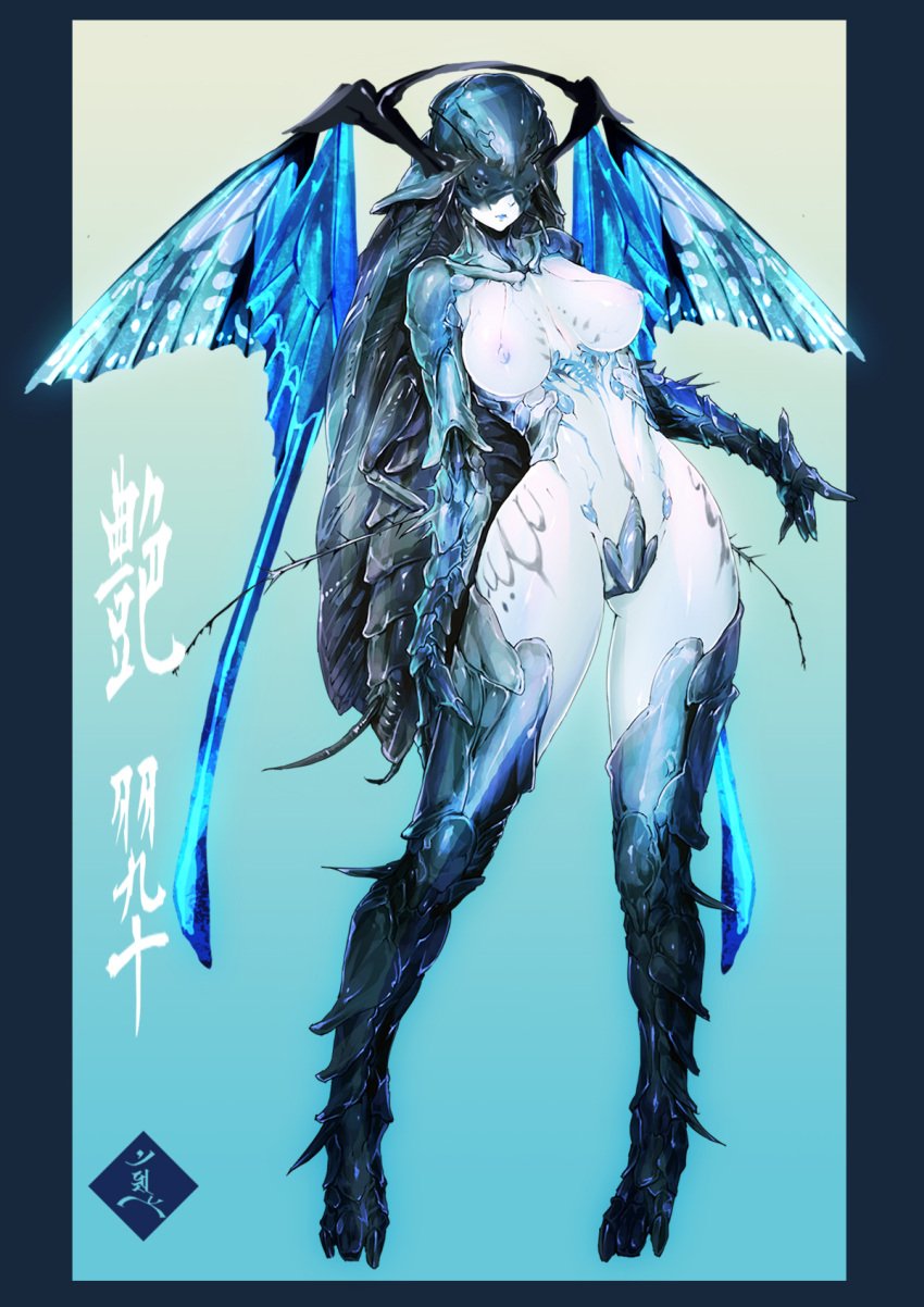 big_breasts feet mabo9317 monster monster_girl original wings