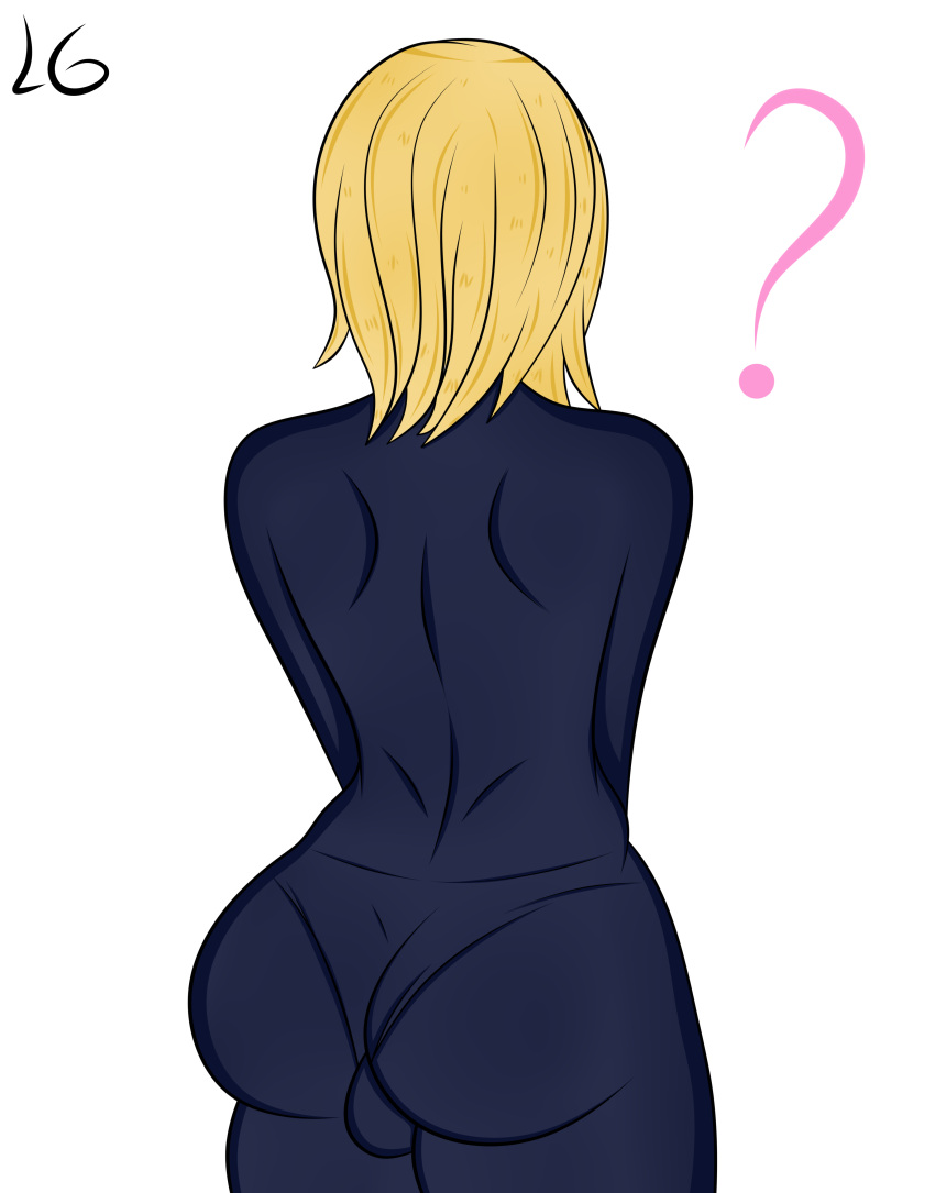 1futa alternative_costume ass back back_view backsack balls big_ass blonde_hair clothed clothing fully_clothed futa_only futanari huge_cock human league_of_legends lemongummyowo light-skinned_futanari light_skin luxanna_crownguard seductive short_hair solo standing