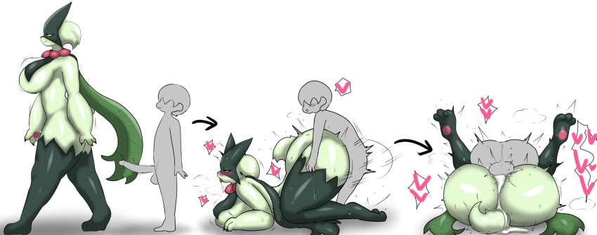 absurd_res anthro anthro_penetrated balls bodily_fluids breasts cum cum_inside directional_arrow duo enigi09 female female_penetrated from_behind_position from_front_position generation_9_pokemon genital_fluids genitals green_body heart hi_res human human_on_anthro human_penetrating human_penetrating_anthro interspecies male male/female male_penetrating male_penetrating_female mammal mating_press meowscarada nintendo pawpads penetration penile penile_penetration penis pokemon pokemon_(species) pokemon_sv sex simple_background white_background