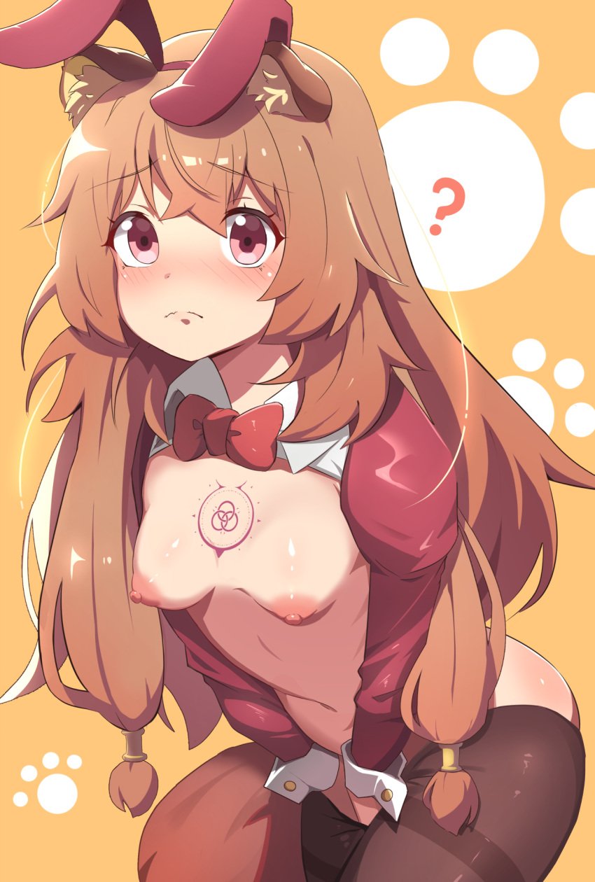 1girls animal_ears artist_request blush brown_hair bunny_ears bunnysuit covered_pussy female female_focus female_only long_hair looking_at_viewer pantyhose pasties pink_eyes raphtalia red_panda_ears red_panda_girl reverse_bunnysuit small_breasts solo solo_female solo_focus tate_no_yuusha_no_nariagari the_rising_of_the_shield_hero younger_female