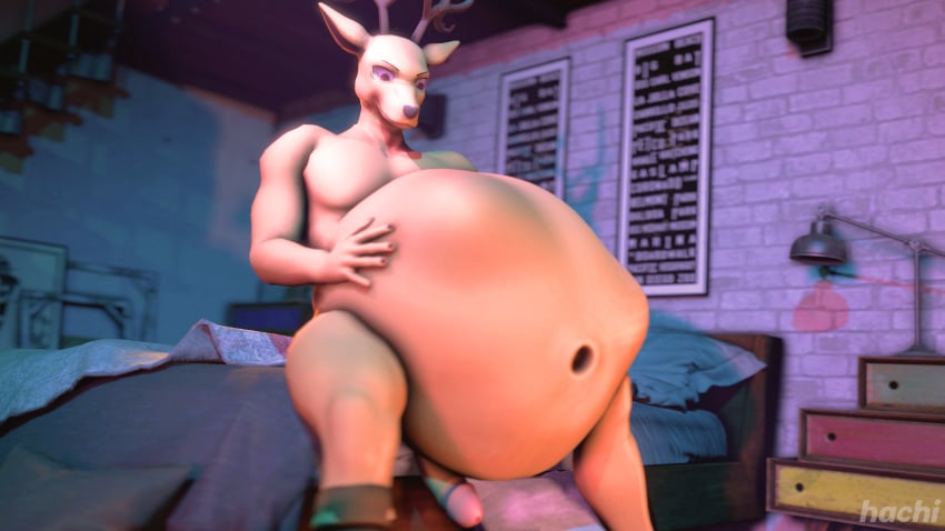 (beastars) 3d anthro anthro_only beastars belly bellyfetish big_(disambiguation) comic deer feral fur grey hachi_doggo hi_res huge louis_(beastars) louis_(disambiguation) male male/male mammal navel oral organs overweight same size solo sourcefilmmaker stomach vore voresoft whole