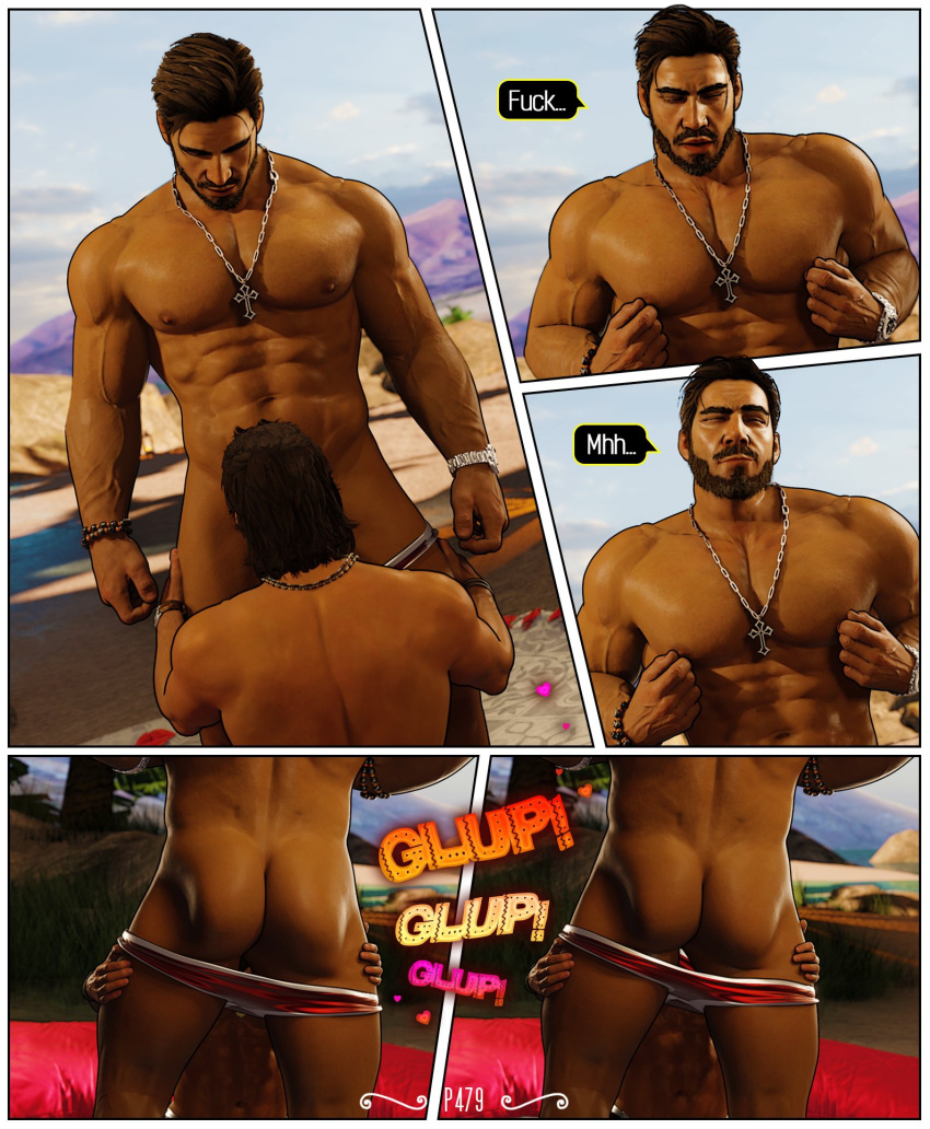 3d bara beach blowjob comic daemoncollection el_blaze gay king_(tekken) male_only muscle namco namco_bandai nipples outdoors penis sega tekken tekken_3 virtua_fighter virtua_fighter_5 yaoi