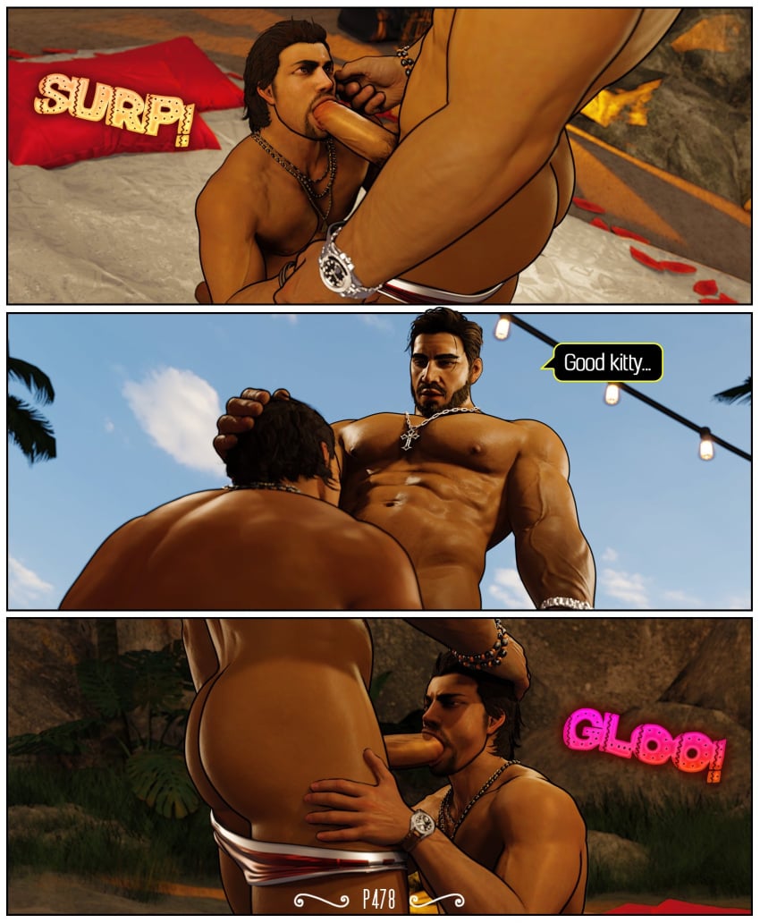 3d abs bara beach blowjob comic daemoncollection el_blaze gay king_(tekken) male_only muscle namco namco_bandai outdoors penis sega tekken tekken_3 virtua_fighter virtua_fighter_5 yaoi