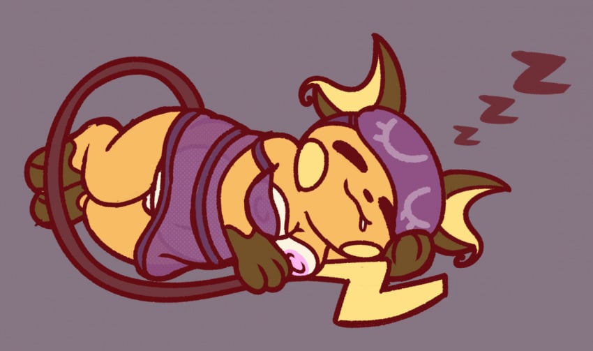 anthro breasts cute eyes_closed female fur generation_1_pokemon mammal maskedfurry nintendo nipples orange_body orange_fur pokemon pokemon_(species) raichu rodent sleeping solo tail