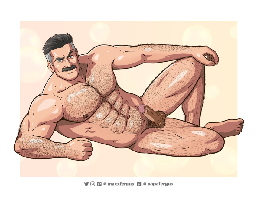 balls bara body_hair boner erection facial_hair gay invincible lying_on_side male male_only maxxfergus moustache muscles muscular nolan_grayson nude omni-man penis solo solo_male