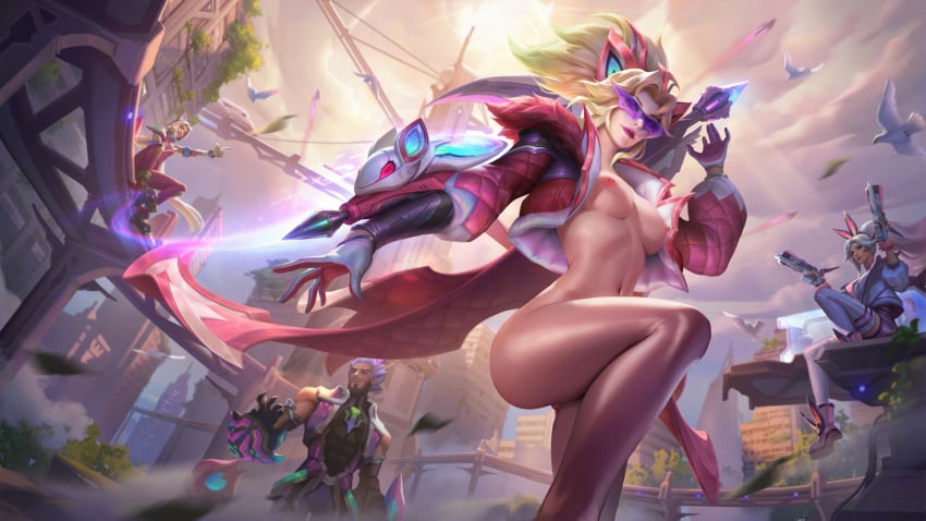 aciddrawing anima_squad_series ass battle_bat_vayne battle_bunny_miss_fortune battle_bunny_series battle_cat_jinx battle_wolf_sylas belly belly_button big_ass big_breasts blonde_hair breasts crossbow edit edited edited_official_artwork female gloves image jacket jacket_open jinx_(league_of_legends) league_of_legends league_of_legends:_wild_rift legs legs_up nude nude_female perfect_body pink_areola purple-tinted_eyewear purple_eyes purple_glasses riot_games sarah_fortune sunglasses sylas thighs tinted_eyewear vayne violet_lips