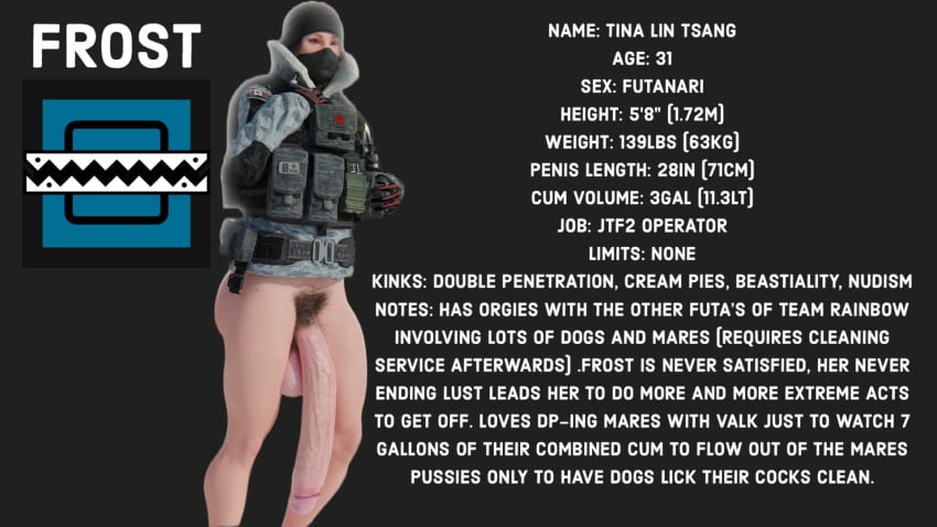 1futa 3d absurd_res big_balls big_penis bottomless casual character_sheet clothing edit flaccid flaccid_penis frost_(rainbow_six) futa_only futanari huge_cock human hung_futanari implied_bestiality intersex mask pale_skin partially_clothed penis_to_the_knees pubic_hair rainbow_six rainbow_six_siege sourcemaker suggestive tom_clancy veiny_penis