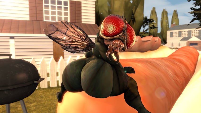 aidenz fly food g-force hot_dog huge_ass insect insect_humanoid mooch_(g-force) sitting_on_food source_filmmaker tagme