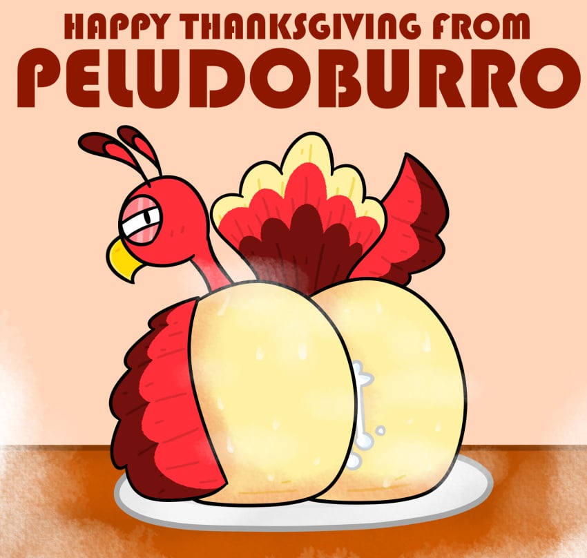 ambiguous_gender ass avian big_butt bird bodily_fluids cum cum_drip dripping english_text galliform genital_fluids hi_res holiday_message holidays huge_butt looking_at_viewer miitopia peludoburro phasianid presenting presenting_hindquarters text thanksgiving turkey twerkey