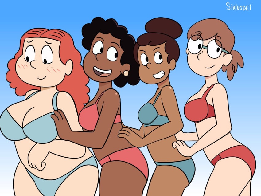 2021 4girls 4milfs ass bikini black_hair blue_bikini blush breasts brown_hair dark-skinned_female dark_skin david's_mom_(hilda) earrings eyeglasses eyewear female female_focus female_only frida's_mom_(hilda) glasses hilda_(series) human human_only kelly's_mom_(hilda) light-skinned_female light_skin looking_at_viewer looking_back mature_female milf milfs multiple_girls multiple_milfs open_mouth red_bikini red_hair siriusdei smile trevor's_mom_(hilda)