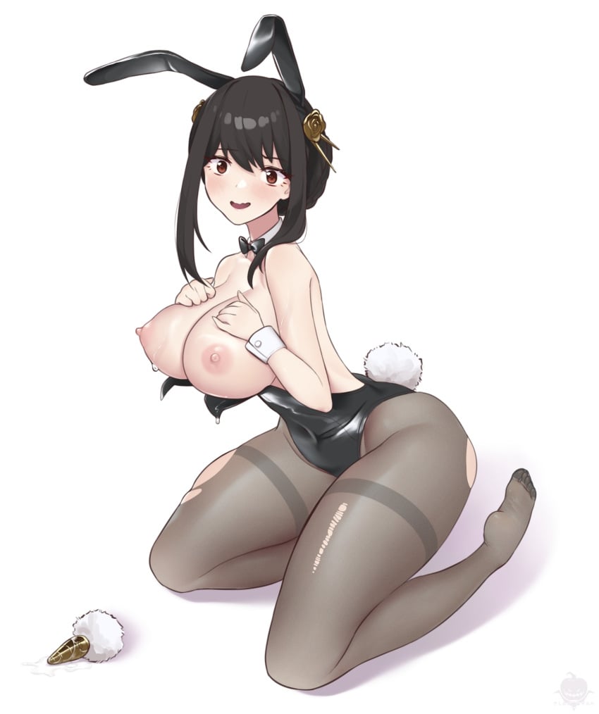 1girls alternate_version_available areolae big_breasts black_bunnysuit black_hair blush breasts breasts_out bunny_ears bunny_tail bunnysuit buttplug_tail exposed_breasts fake_animal_ears fake_tail feet female female_only hair_ornament hips huge_breasts leggings legwear mature mature_female mature_woman neckwear nipples planterak_draws red_eyes revealing_clothes ripped_leggings skimpy_clothes solo spy_x_family sweat sweatdrop tail wide_hips yor_briar