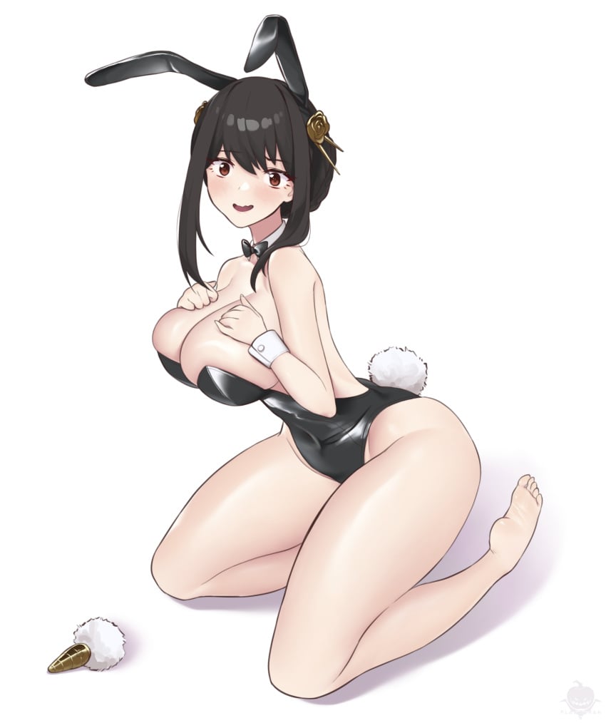 1girls alternate_version_available bare_legs big_breasts black_bunnysuit black_hair blush breasts bunny_ears bunny_tail bunnysuit buttplug_tail cleavage fake_animal_ears fake_tail feet female female_only fully_clothed hair_ornament hips huge_breasts mature mature_female mature_woman neckwear planterak_draws red_eyes revealing_clothes shiny_clothes skimpy_clothes solo spy_x_family tail tight_clothing wide_hips yor_briar