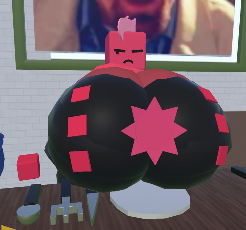 big_ass big_boobs big_breasts big_thighs black_clothing black_eyes black_mouth boobs_bigger_than_head breasts bubble_ass bubble_butt corrupted_cube cubic huge_boobs huge_breasts just_shapes_and_beats rec_room red_body red_hair red_suit sharp_hair weirdmaker43