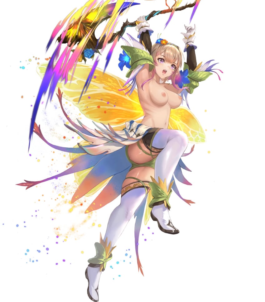 1girls alternate_costume armpits attack axe bare_midriff bare_thighs boots breasts butterfly_wings detached_sleeves dress edit fairy fairy_wings female female_only fire_emblem fire_emblem_heroes flower hair_flower hair_ornament highres holding holding_axe horror_flight7830 inner_thighs insect_wings knee_up medium_breasts midriff navel nintendo nipples nude_filter official_alternate_costume open_mouth peony_(cherished_dream)_(fire_emblem) peony_(fire_emblem) plant_hair solo teeth thigh_boots thighhighs thighs topless upper_teeth_only v-shaped_eyebrows white_background white_thighhighs wings yellow_dress