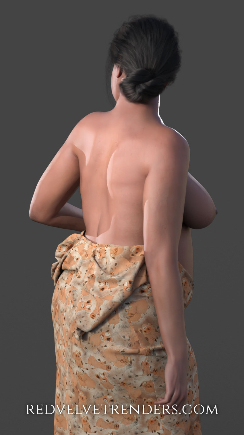 3d 3d_(artwork) 3d_model big_breasts black_eyes black_hair brown_skin character dark_nipples desi kaliyuga_charitham mature mature_female milf mommy mother motherly nighty redvelvetrenders swetha