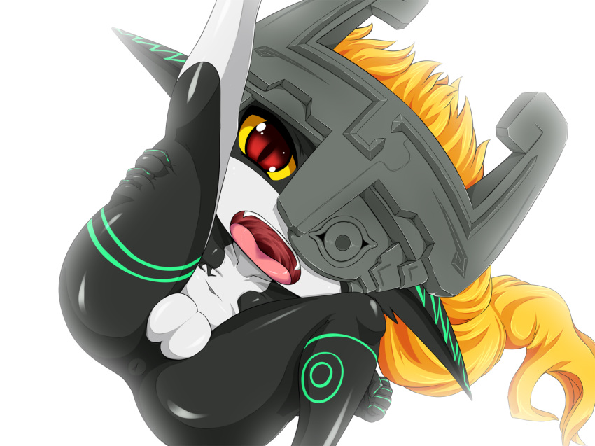 1girls amau_(artist) ass female female_only highres imp imp_midna midna mouth_open pussy red_eyes solo the_legend_of_zelda twilight_princess white_background