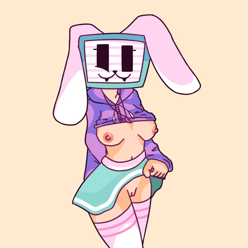 :3 bunny_ears female furry melanie_(regretevator) regretevator roblox robot_girl screen_face tv_head