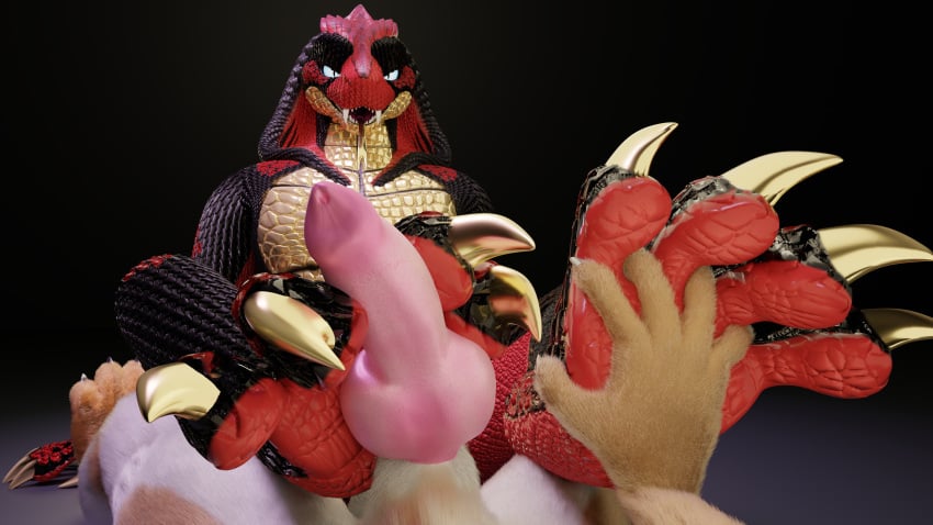 16:9 4k absurd_res actualbirdad anthro canid canine claws digitigrade duo fangs feet foot_fetish foot_play footjob forked_tongue fur genitals hi_res knot knotted_penis male male/male mammal paws penis reptile scalie sex snake teeth toe_claws tongue widescreen