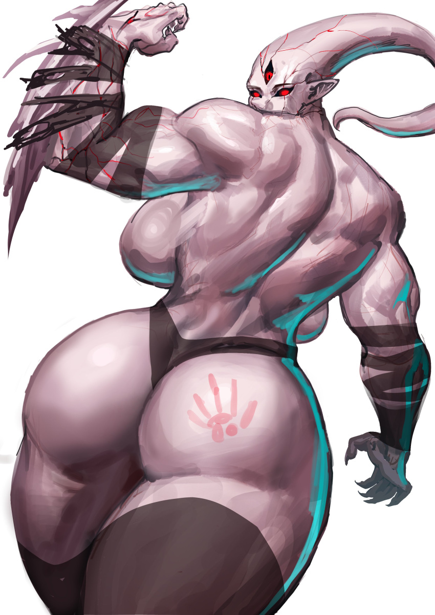 1girls big_ass dat_ass flexing hand_print_on_ass muscular_back muscular_female original_character spanked_butt thick_ass virgoart1509