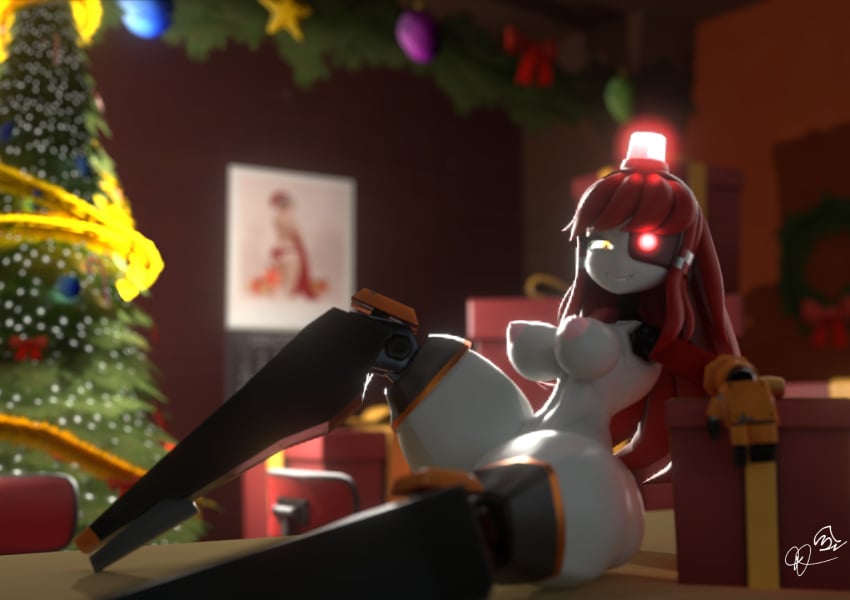 1girls 3d 3d_(artwork) alternate_version_available artist_signature breasts christmas christmas_present christmas_tree large_breasts leaning_on_object looking_at_viewer mimi_sentry mimi_sentry_(zzwz) nude nude_female psychodelia robot robot_girl sitting smile smiling smiling_at_viewer solo tagme team_fortress_2 thick_thighs thighs wide_hips