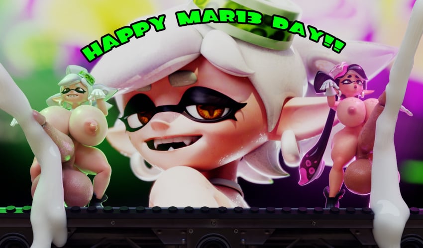 2futas 2girls 3d 3d_(artwork) callie_(splatoon) cum cumming cumming_together excessive_cum eyes_rolling_back female female_focus hyper hyper_balls hyper_breasts hyper_genitalia hyper_penis looking_at_viewer looking_pleasured marie_(splatoon) nintendo on_stage performance pleasure_face pose posing public splatoon splatoon_(series) spookieshade squid_sisters stage stage_lights tentacle_hair