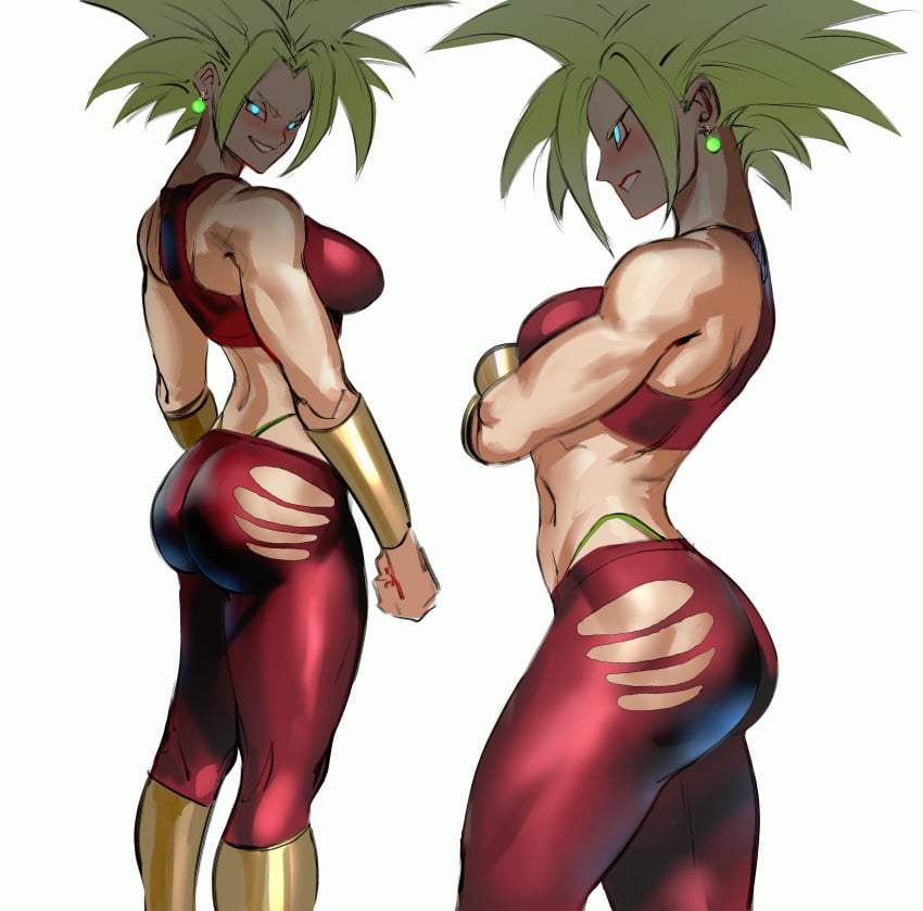 abs ass big_ass big_breasts blank_background breasts curvy curvy_figure dragon_ball dragon_ball_super ear_piercing earrings female fit fit_female fusion green_hair hips kefla looking_at_viewer mashingvaquita midriff navel nice_ass pointy_breasts pose redesign round_ass saiyan saiyan_girl side_view sideboob solo solo_female solo_focus spandex spandex_pants super_saiyan thick_thighs thong thong_panties thong_straps tight_clothing tight_pants tights