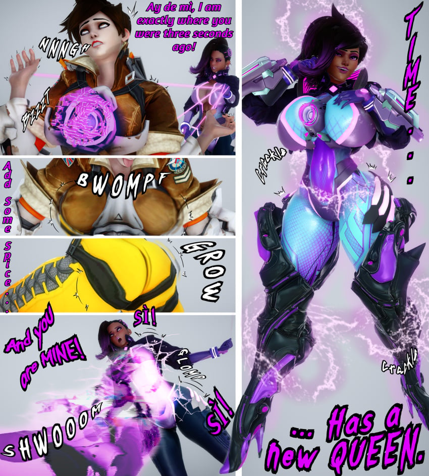 2girls 3d absorption ass_expansion bad_end breast_expansion female female_only forced fusion huge_ass huge_breasts multiple_girls overwatch overwatch_2 sombra tagme tagme_(artist) tracer zubanji