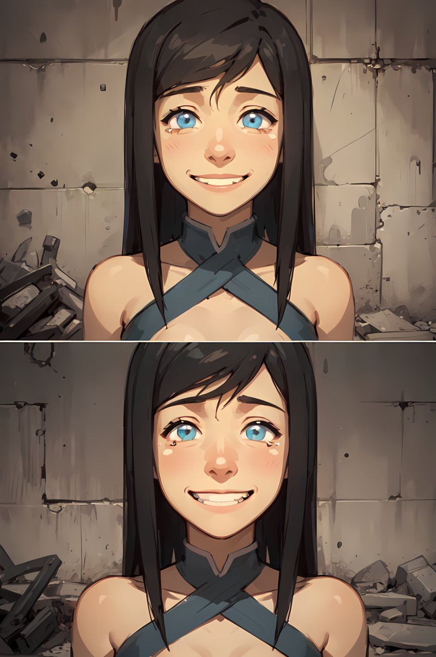 1girls ai_generated avatar_legends avatar_the_last_airbender bad_end blue_eyes brainwashed brainwashing broken crying crying_with_eyes_open despair empty_eyes empty_smile female hair_down horror joo_dee korra long_hair mind_break mind_control pixai strap_bra straps tears the_avatar the_legend_of_korra water_tribe