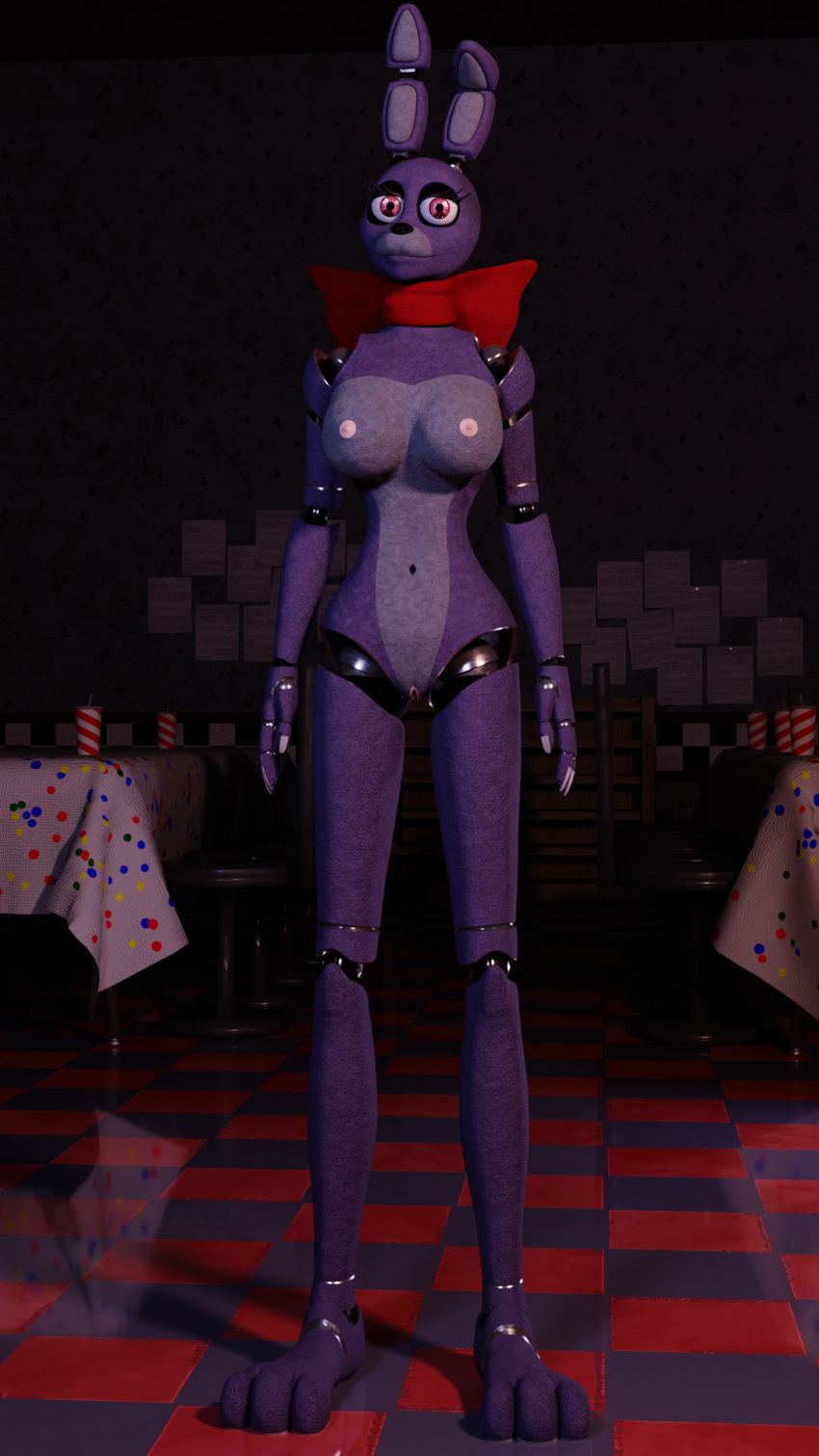 2023 3d_(artwork) animatronic anthro bonnie_(fnaf) breasts digital_media_(artwork) female five_nights_at_freddy's hi_res lagomorph leporid looking_at_viewer machine mammal mtf_crossgender nipples nude rabbit robot rule_63 scottgames solo thegreenblacksoul