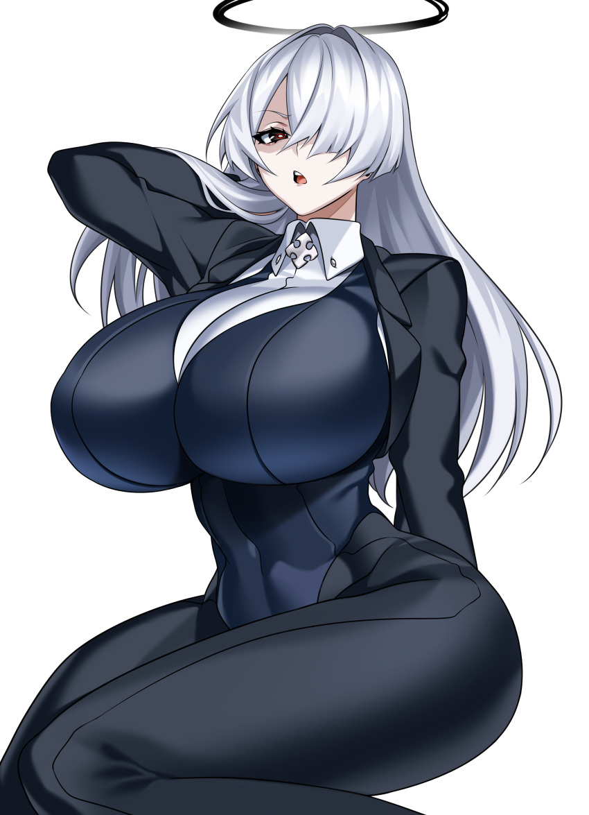 1girls angel angel_girl ass big_ass big_breasts big_thighs breasts camui_kamui_(hz_666v) clothed clothing female female_only fully_clothed gigantic_ass gigantic_breasts gigantic_thighs halo huge_ass huge_breasts huge_thighs light-skinned_female light_skin long_hair looking_at_viewer nun nun_outfit original original_character solo tagme thick_hips thick_thighs thighs unbuttoned white_hair