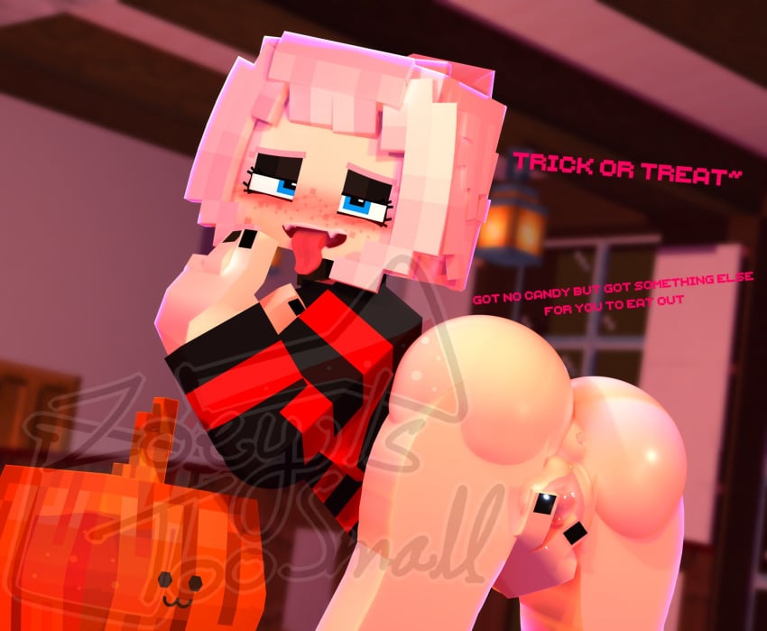 1girls 3d anus ass blue_eyes breasts female freckles_on_face halloween halloween_costume horny_female human_female humanoid inviting_to_sex looking_at_viewer mine-imator minecraft no_panties open_mouth outside pink_hair posing presenting presenting_pussy pumpkin solo spread_pussy tagme tongue_out wet_pussy zoey_(zoeyistoosmall) zoey_is_too_small