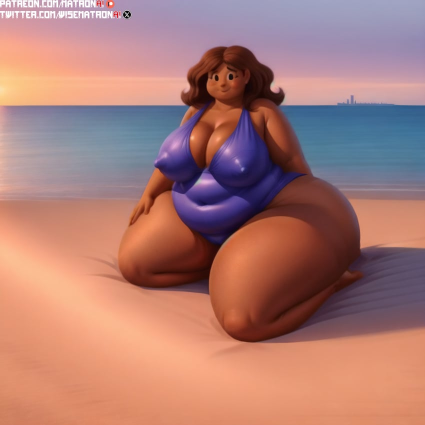 1girls 4k ai_generated areola areola_slip areolae ass bbw beach belly belly_button big_belly big_breasts bikini black_milf breasts brown_body dark-skinned_female dark_skin fat female female_only highres hips huge_ass huge_hips huge_thighs massive_thighs matronai_(artist) mature mature_female mature_woman navel obese obese_female overweight overweight_female patreon patreon_username pinup solo ssbbw stable_diffusion sweat sweating swimsuit thick_thighs thighs twitter_username wide_hips