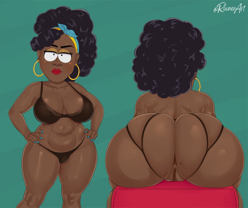 1girls afro aged_up alternative_universe anus back_view big_ass big_breasts big_butt black_skin butt chubby chubby_female curly_hair dark-skinned_female earrings eric_cartman eric_cartman_(panderverse) fat_ass hair_ornament hairband huge_ass huge_breasts lingerie looking_at_viewer makeup mole mole_on_ass mostly_nude naughty offering offering_sex panderverse parody parody_porn presenting rocner rule_63 south_park south_park:_joining_the_panderverse suggestive suggestive_pose tagme underwear visible_pussy voluptuous voluptuous_female wide_hips