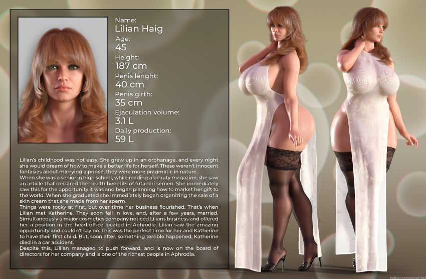 1futa 3d big_penis bulge_through_clothing bulge_under_clothes character_sheet concealing_penis curvaceous dress full-package_futanari futa_milf futa_only futanari high_heels huge_cock image large_breasts lilian_haig mature mature_futa milf voluptuous zeroshimi