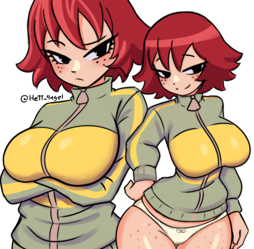 1girls ass big_ass big_breasts big_thighs blush breasts cute female he11_4ngel huge_ass huge_breasts huge_thighs jacket kim_pine looking_at_viewer no_pants panties red_hair scott_pilgrim short_hair smile smiling smiling_at_viewer thick_hips thick_thighs thighs