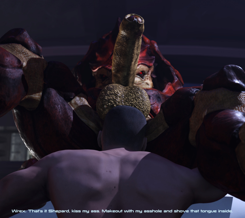 3d_(artwork) 4_balls alien anal balls bara big_balls big_penis cheap-wazoo commander_shepard dialogue digital_media_(artwork) duo english_text erection foreskin gay genitals hi_res huge_balls huge_cock human human_on_humanoid humanoid humanoid_genitalia humanoid_penis interspecies krogan legs_up low-angle_view male male/male male_only maleshep mammal mass_effect multi_balls multi_genitalia muscular muscular_male nude open_mouth oral penis rimming sex text thick_penis urdnot_wrex worm's-eye_view yaoi