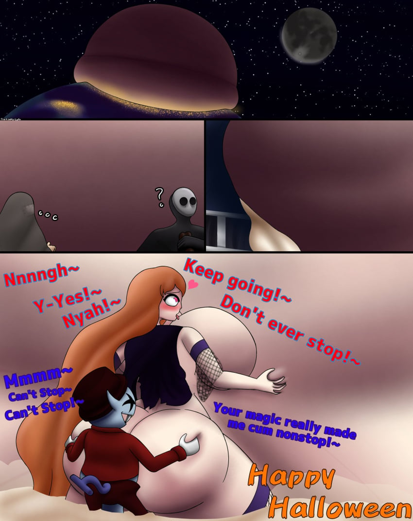 2boys 2d apocalypse ass_bigger_than_head backboob big_ass big_breasts breasts_bigger_than_head clownpiece color comic cum cumflated_belly cumflation deltarune dialogue english english_dialogue english_text halloween huge_ass huge_breasts hyper_cumflation jevil_(deltarune) nude penetration ripped_clothing sex tagme talking text thevibefulcafe touhou undertale undertale_(series)