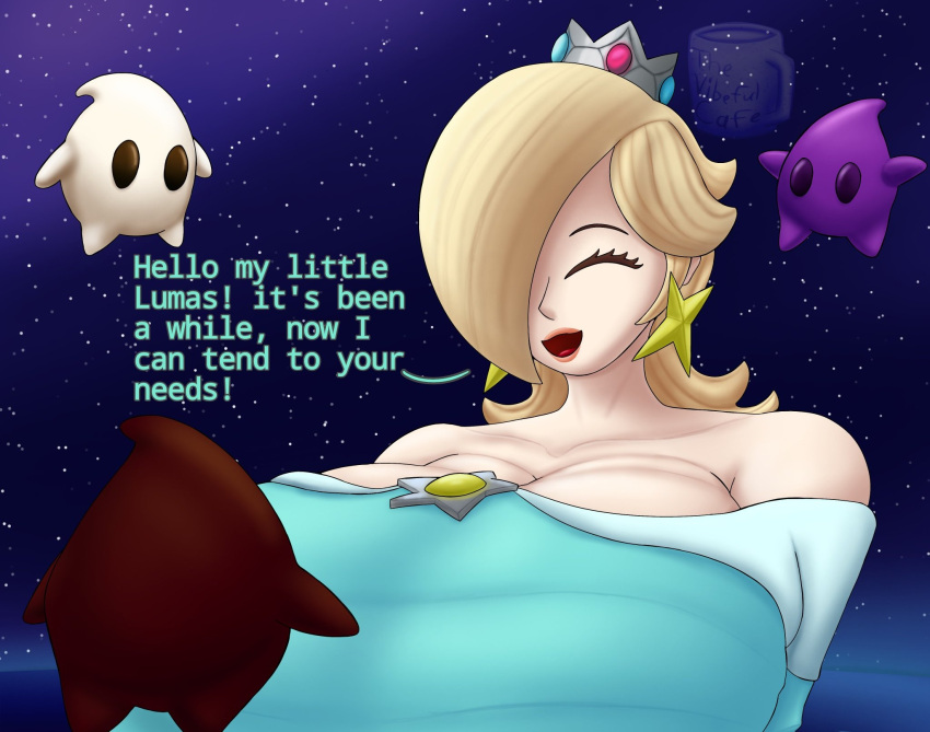 1girls 3boys big_breasts clothed female huge_breasts luma mario_(series) nintendo polari princess_rosalina super_mario_galaxy thevibefulcafe