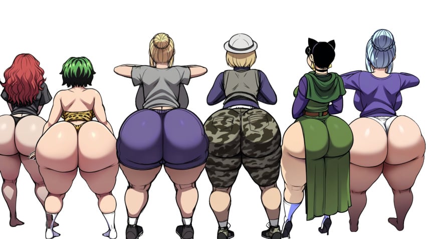 6girls ai_generated ass_dough barefoot bbw bbw_moms big_ass big_butt blackwhiplash_(style) blonde_hair bottom_heavy bruneturn bubble_ass bunanza_ caked_up camouflage cat_ears chinese_clchinese dat_ass dress dress_inside_ass dumptruck_ass dumptruck_butt edit edited fanart fat_ass female full_body gigantic_ass green_hair group hair_bun hat heels housewife huge_ass legs leopard_print light-skinned_female lined_up lineup massive_ass mature_female multiple_females multiple_girls pants pawg plump_ass purple_shorts red_hair round_butt shorts side_slit t-shirt taller_girl thighs underwear vest widescreen