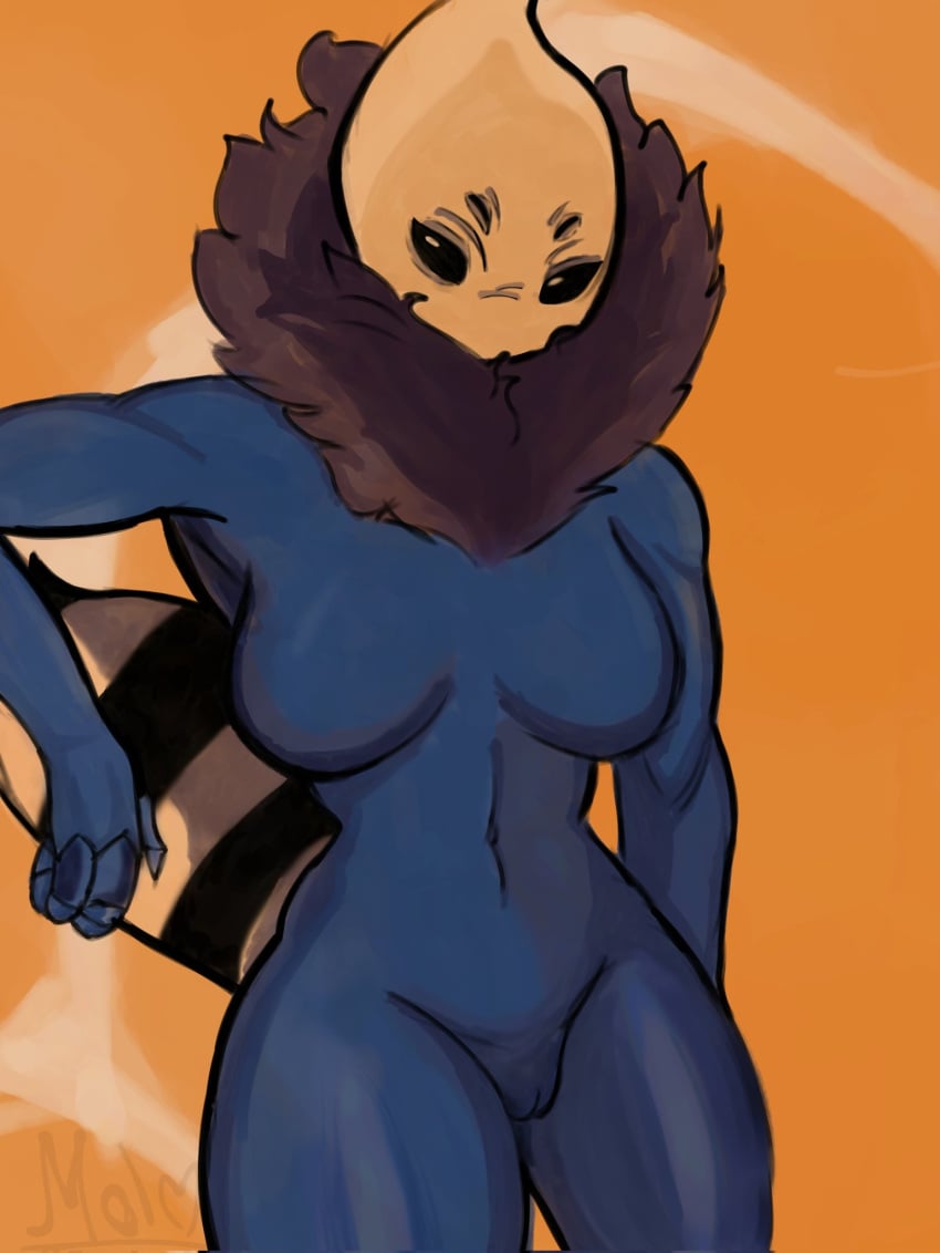 1girls 4_eyes anthro anthro_only background bee big_ass big_breasts big_butt big_thighs blue_body brown_fur female female_focus female_only hollow_knight hymenopteran insect_girl insect_humanoid insect_wings insects leaning looking_at_viewer looking_down milf moltenrules multi_eye orange_background presenting presenting_pussy pussy pussy_lips queen_vespa solo solo_anthro solo_female solo_focus squint squinted_eyes squinting stern stern_expression stinger stinger_(anatomy) three_fingers toned_arms toned_belly toned_body toned_female toned_stomach vagina voluptuous voluptuous_female wasp wasp_waist watermark yellow_head