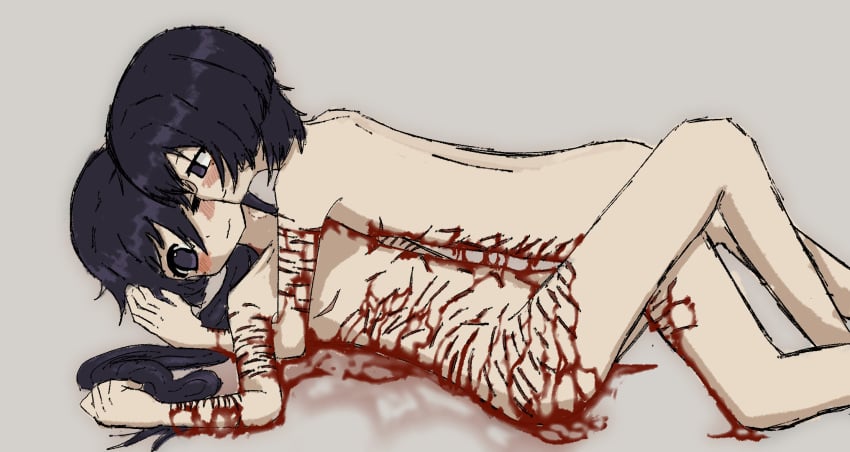 blood gore guro kunikuzishi puppet purple_hair scaramouche_(genshin_impact) self_harm selfcest wanderer_(genshin_impact)