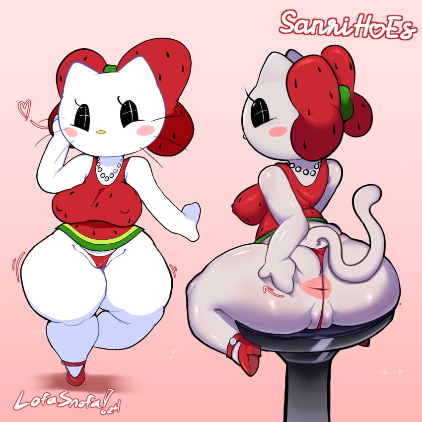 1girls anthro anus anus_peek big_breasts cat_tail feline female female_only grabbing_own_ass groping hello_kitty hello_kitty_(series) kitty_white lofasnofa necklace panties pussy pussy_floss sanrio sitting solo solo_female spread_anus spreading_ass tail thick_thighs watermelon