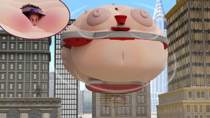 1girls blob city_background ecpenguin33 exposed_breasts fat_face hyper overweight overweight_female pauline pauline_(mario) super_mario_bros. super_mario_odyssey