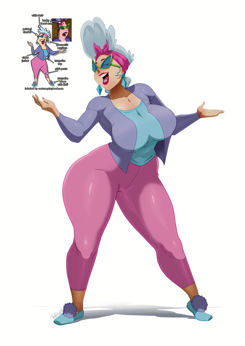 1girls bandana big_breasts bunny_bravo cartoon_network earrings female gilf glasses grey_hair hourglass_figure johnny_bravo_(series) lipstick mature_female milf mother necklace red_lipstick short_hair thick_thighs tovio_rogers wide_hips