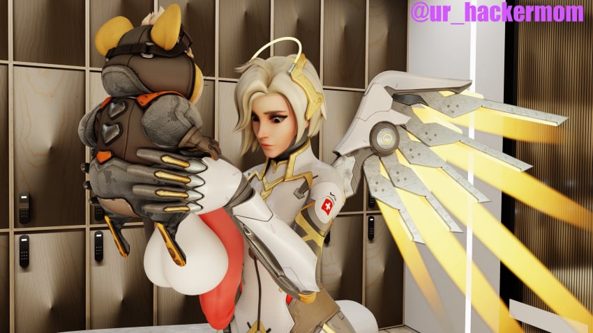 3d hammond_(overwatch) massive_balls massive_cock massive_penis mercy overwatch wrecking_ball zoophilia