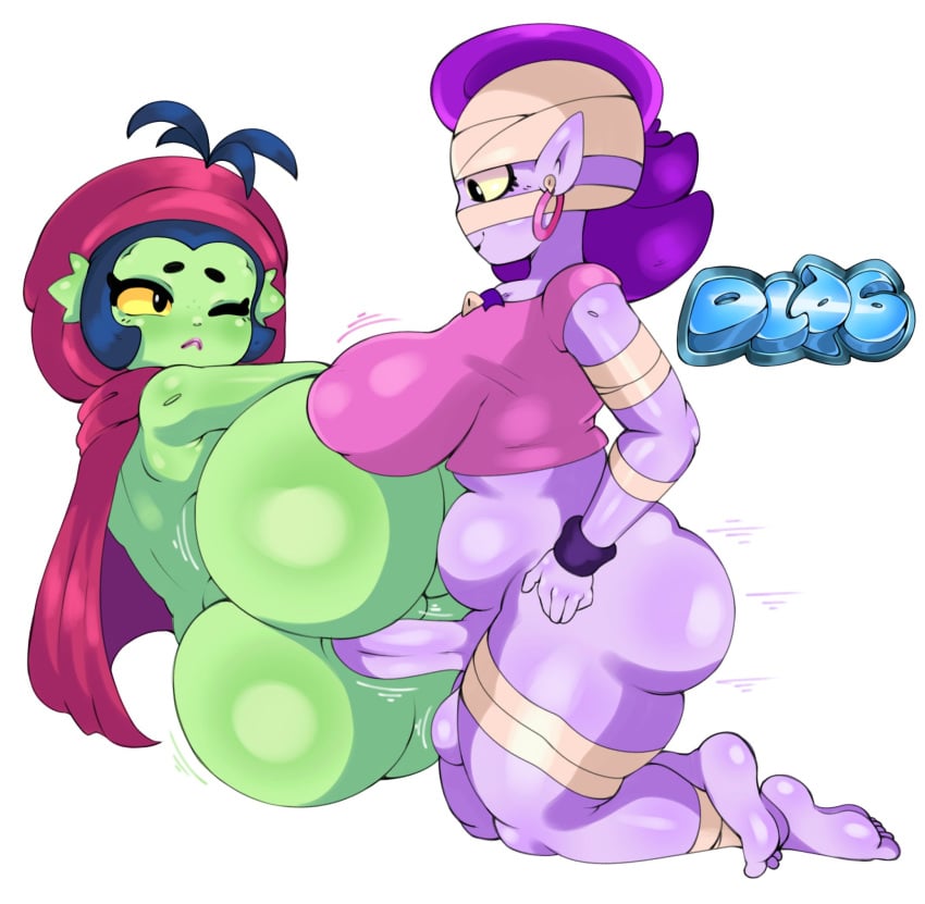 1futa 1girls back back_view balls big_penis brawl_stars emz_(brawl_stars) erection female futa_on_female futanari huge_ass humanoid humanoid_penis looking_back penis svdielius thick_thighs wide_hips willow_(brawl_stars)