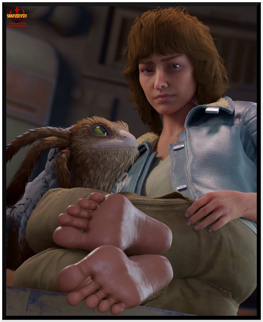 1girls 3d alien alien/human barefoot blender clothed feet female female_focus foot_fetish kay_vess looking_at_viewer parody snafusevsix soles star_wars star_wars_outlaws